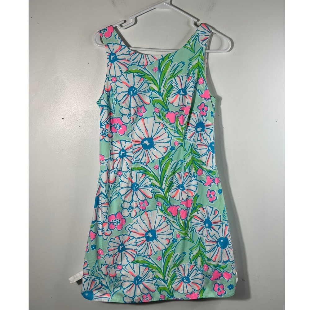 Womens Lilly Pulitzer Delia Shift Dress in Splish Splash Flowers 4 Cotton